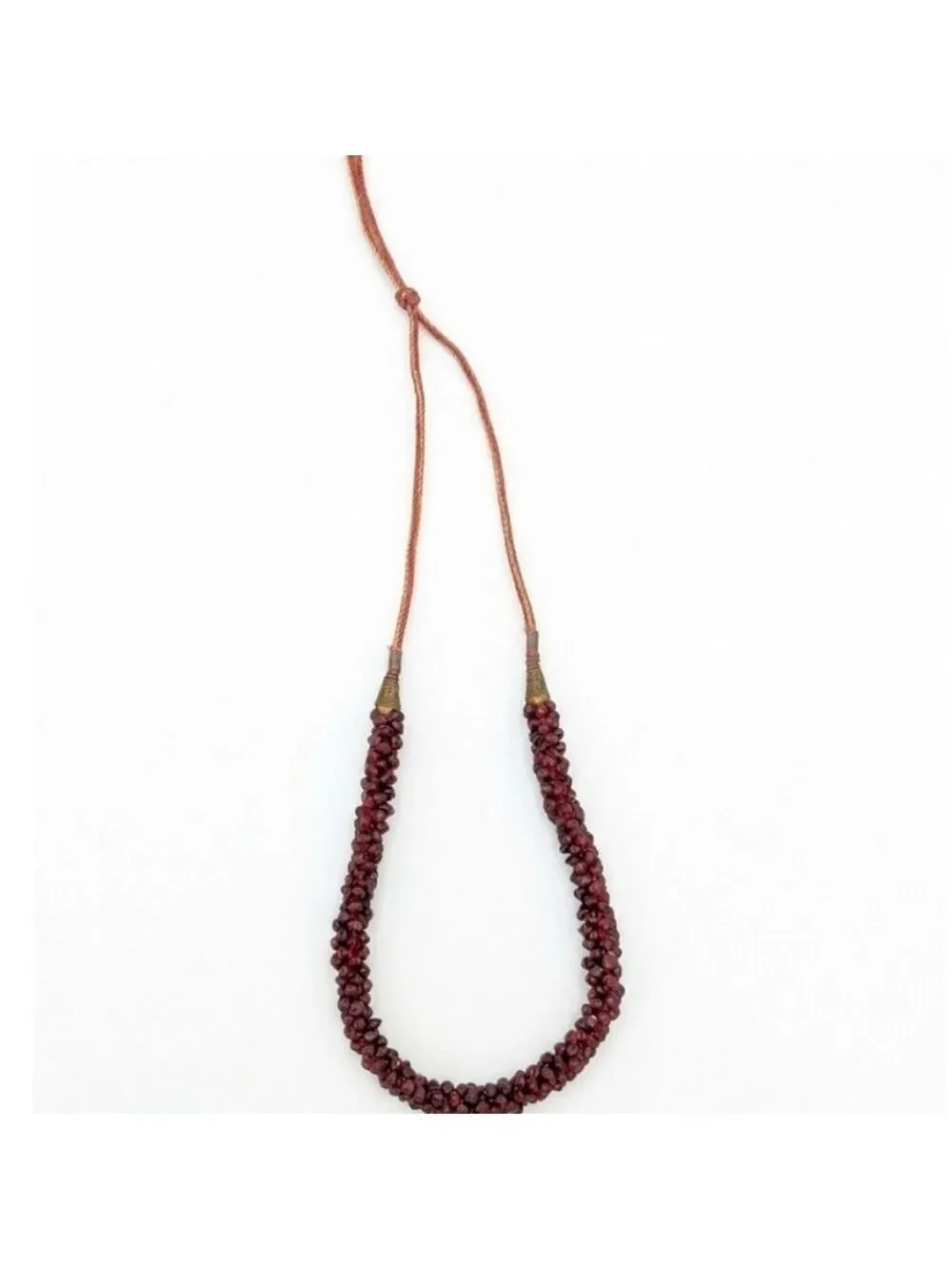 Vintage European Handmade Garnet Bead Necklace - Deep Red Women’s Jewelry .
